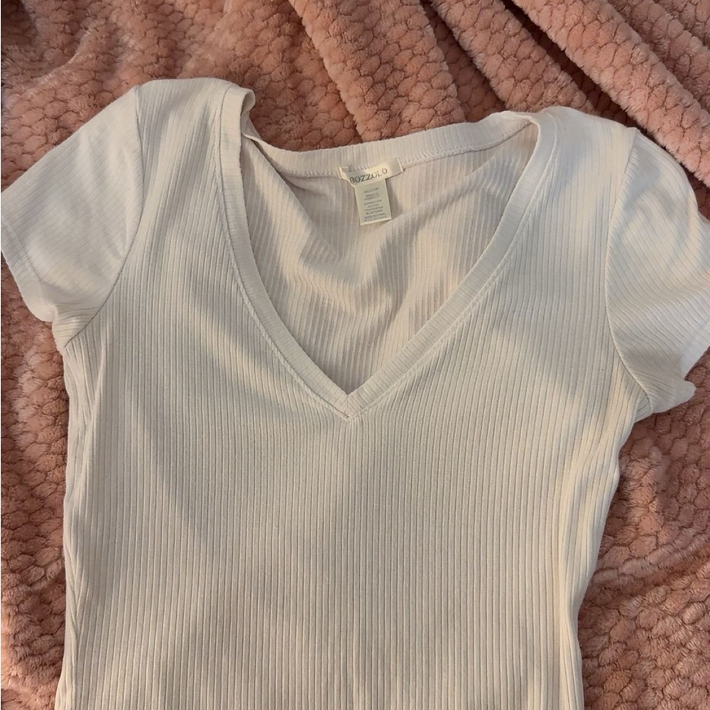 Marshalls Cream V-Neck Ribbed Tee